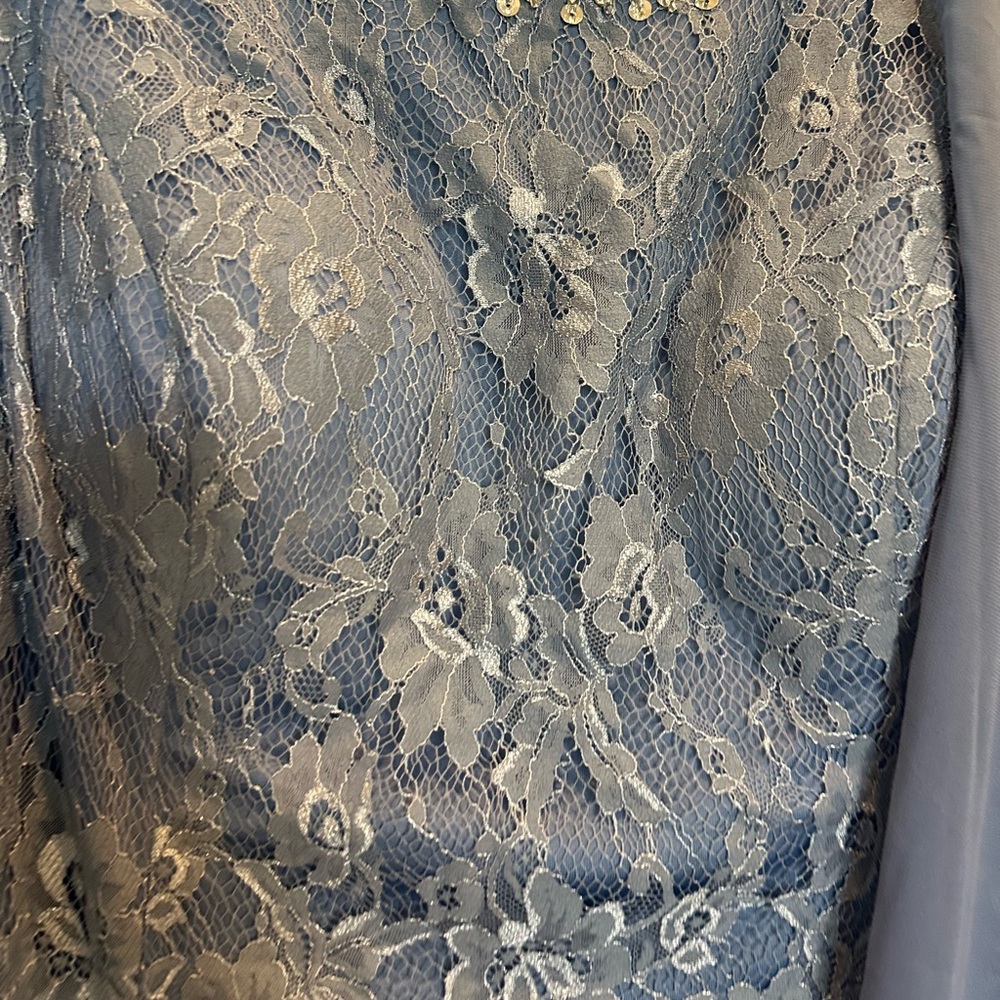 NWT Chic Blue Lace Maxi Dress with Overlay NWT - Picture 3 of 13